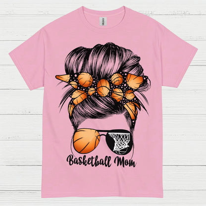 Basketball Mom Messy Bun Sunglasses T Shirt