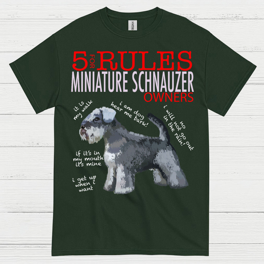 5 Rules for Miniature Schnauzer Owners Funny T Shirt
