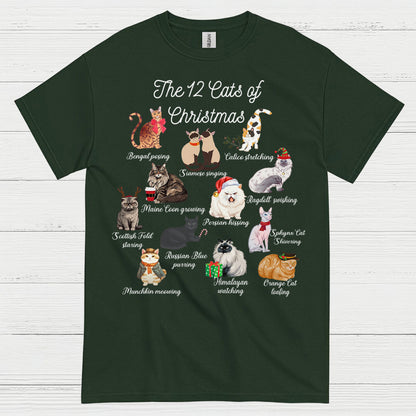 12 Cats of Christmas Cat Holiday T Shirt