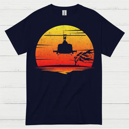 Vietnam Helicopter Sunset Military T Shirt