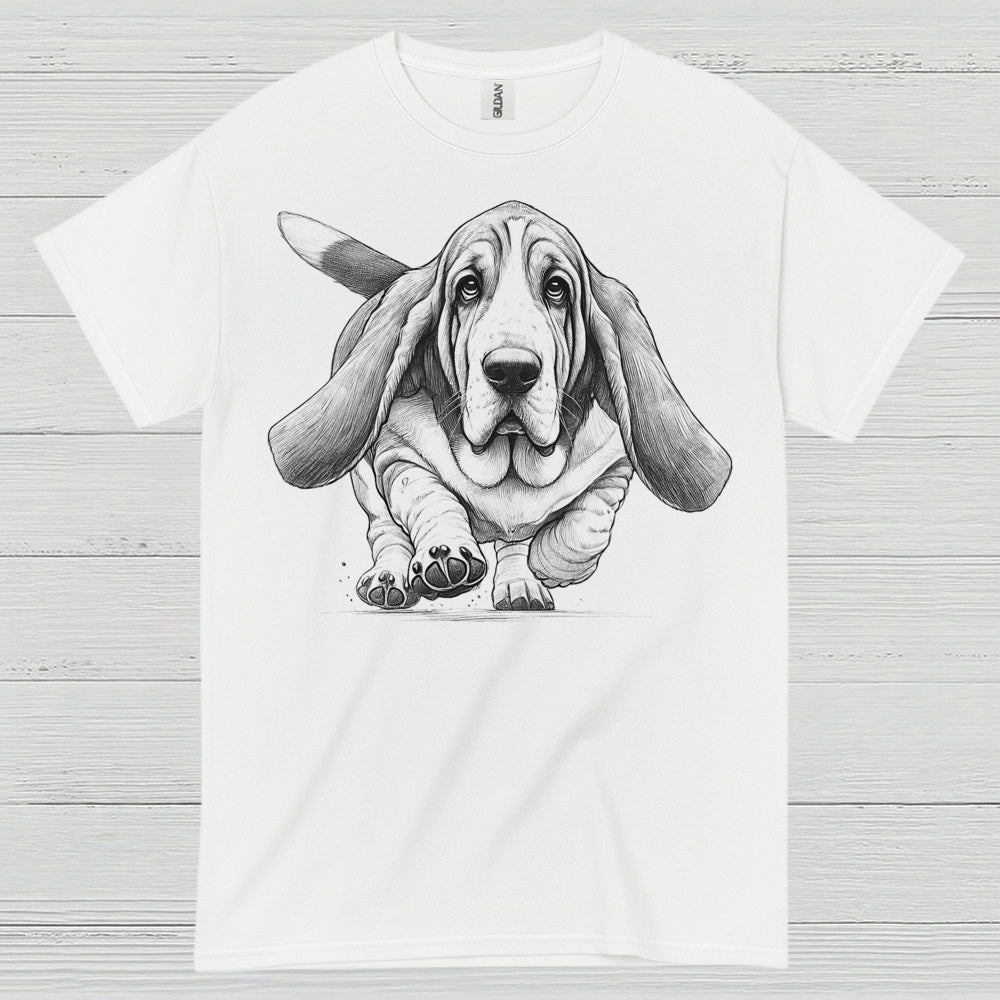Cute Basset Hound Sketch Art T Shirt