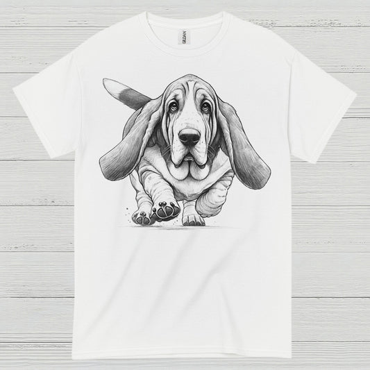 Cute Basset Hound Sketch Art T Shirt