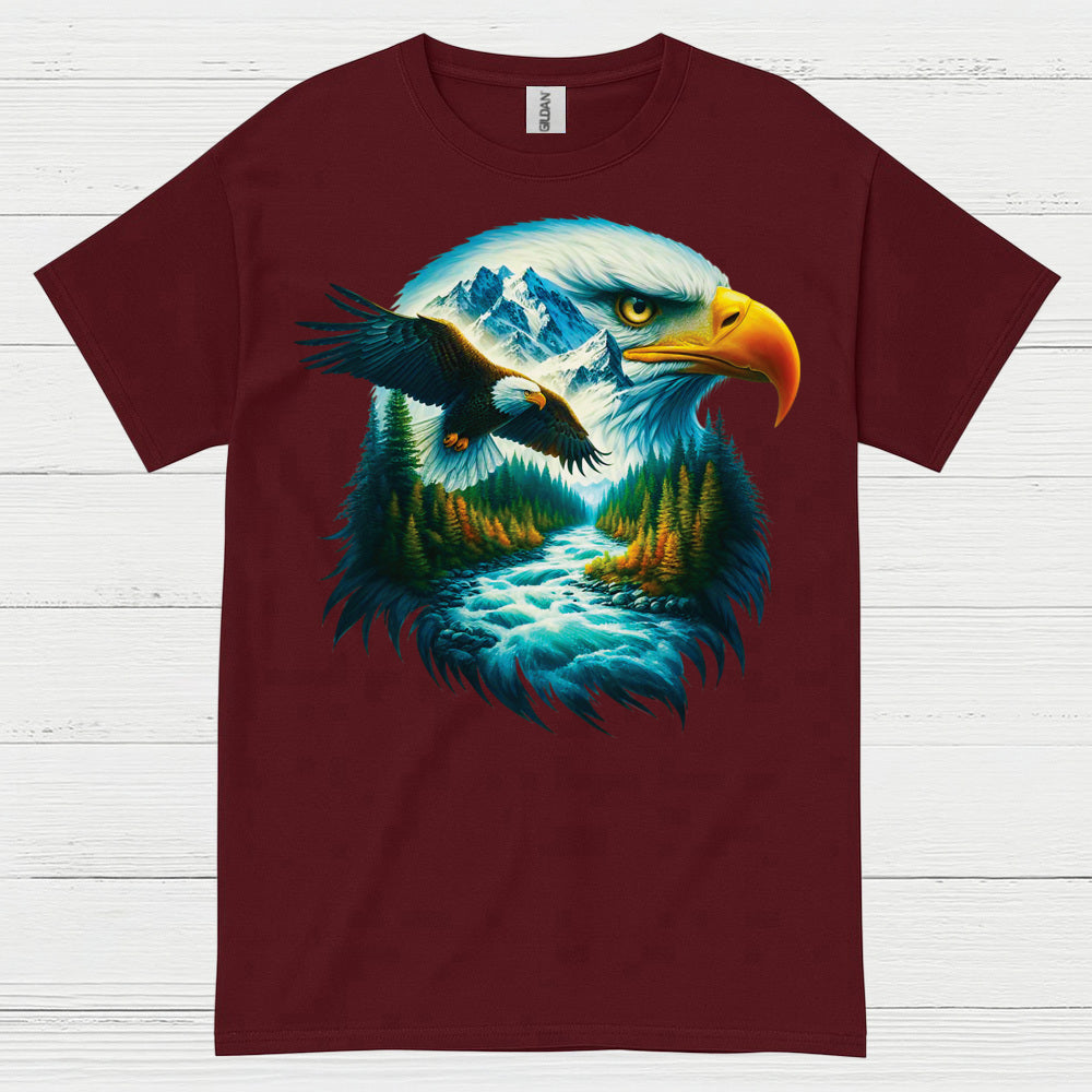 Majestic Bald Eagle Mountain River Wilderness T Shirt