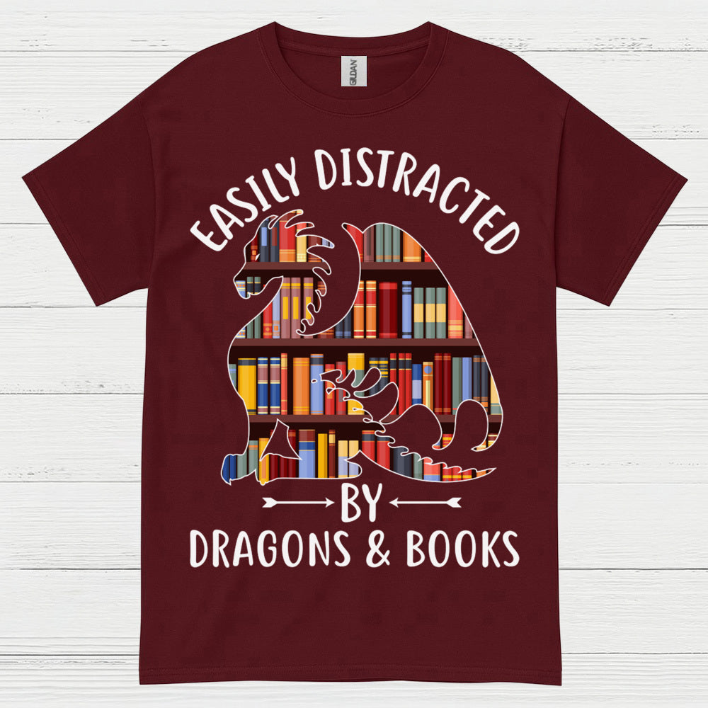 Easily Distracted By Dragons And Books T Shirt