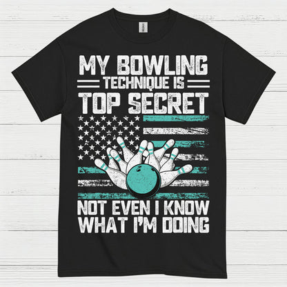 Top Secret Bowling American Flag T Shirt