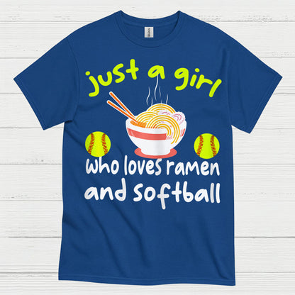 Just A Girl Who Loves Ramen And Softball T Shirt