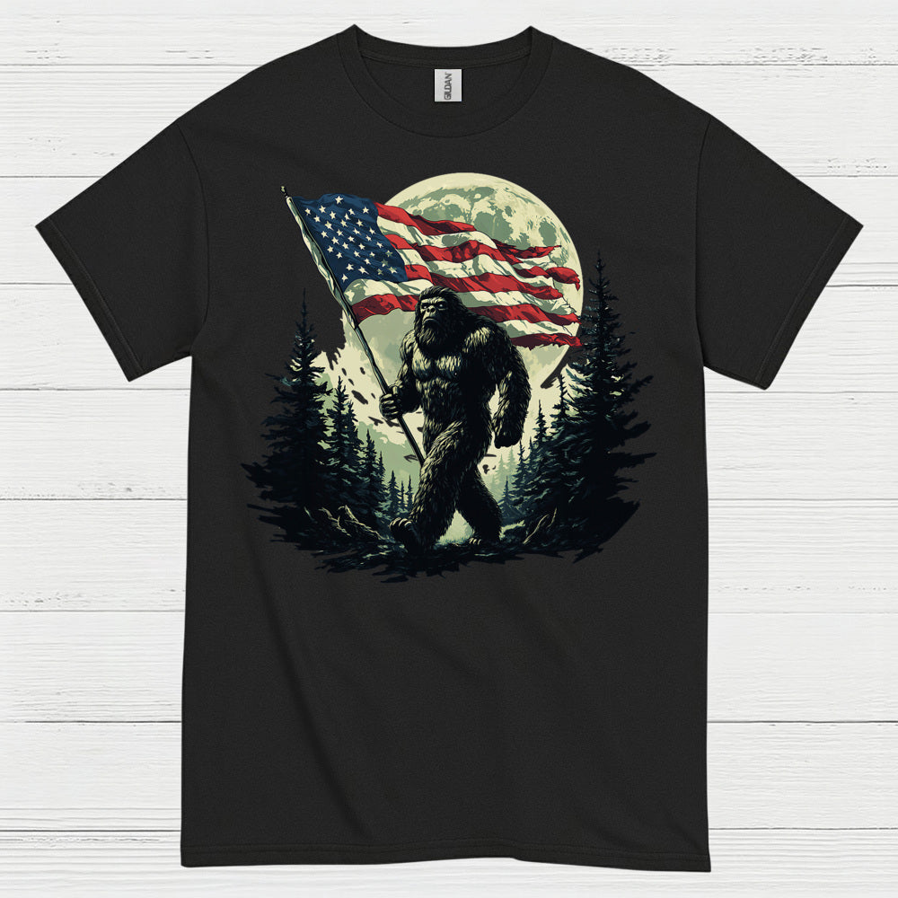 Freedom Walk American Flag Bigfoot T Shirt