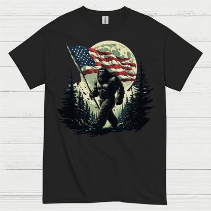 Freedom Walk American Flag Bigfoot T Shirt