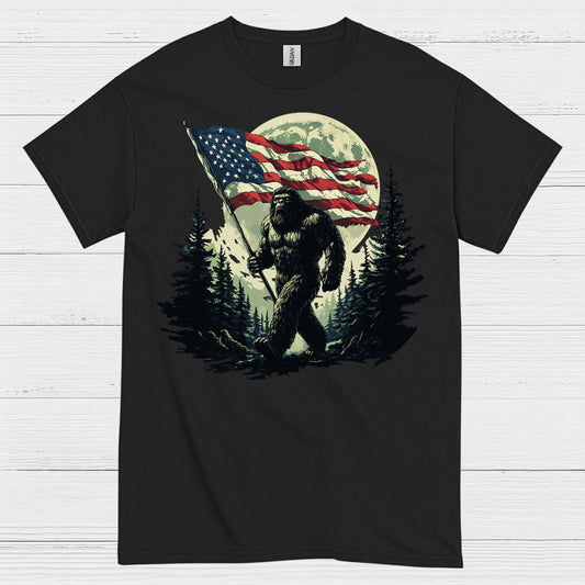 Freedom Walk American Flag Bigfoot T Shirt