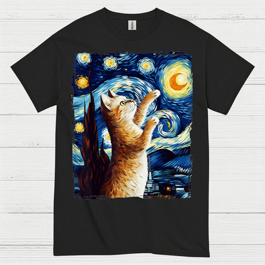 Hopeful Cat Starry Night Art T Shirt