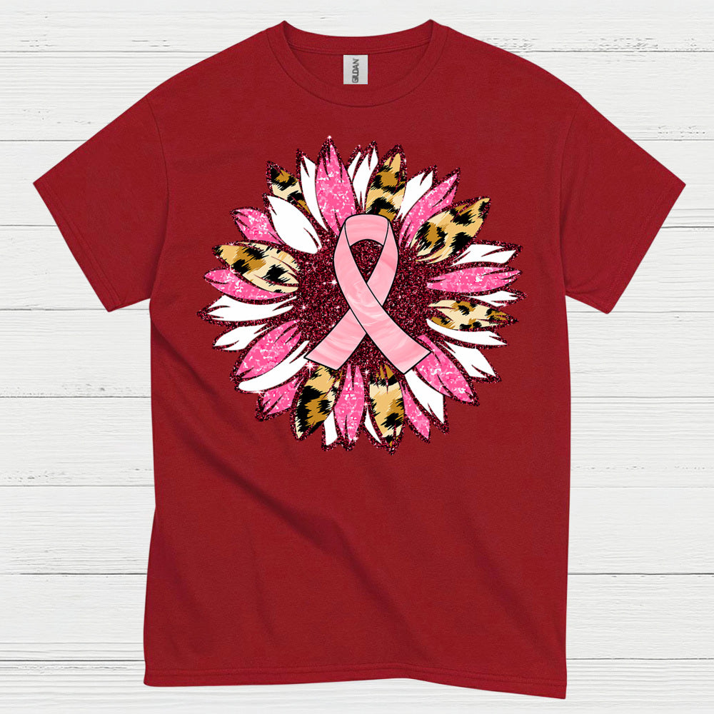 Breast Cancer Ribbon Floral Art T Shirt