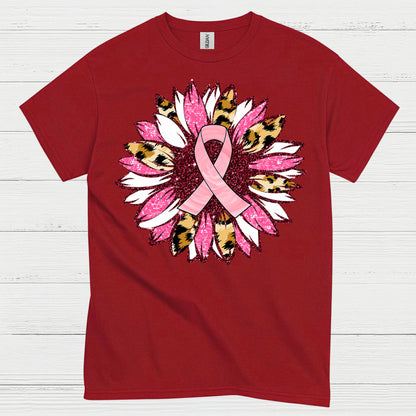 Breast Cancer Ribbon Floral Art T Shirt