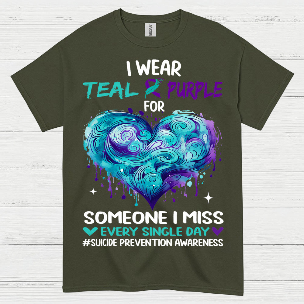 Teal Purple Awareness Message T Shirt