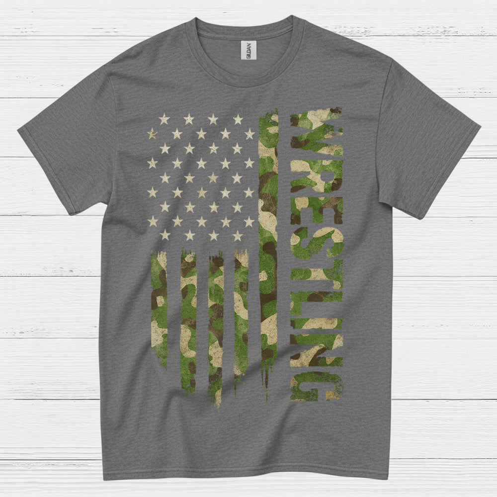 Wrestling American Flag Camo Pride T Shirt