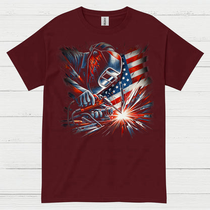 Patriotic Welder American Flag T Shirt