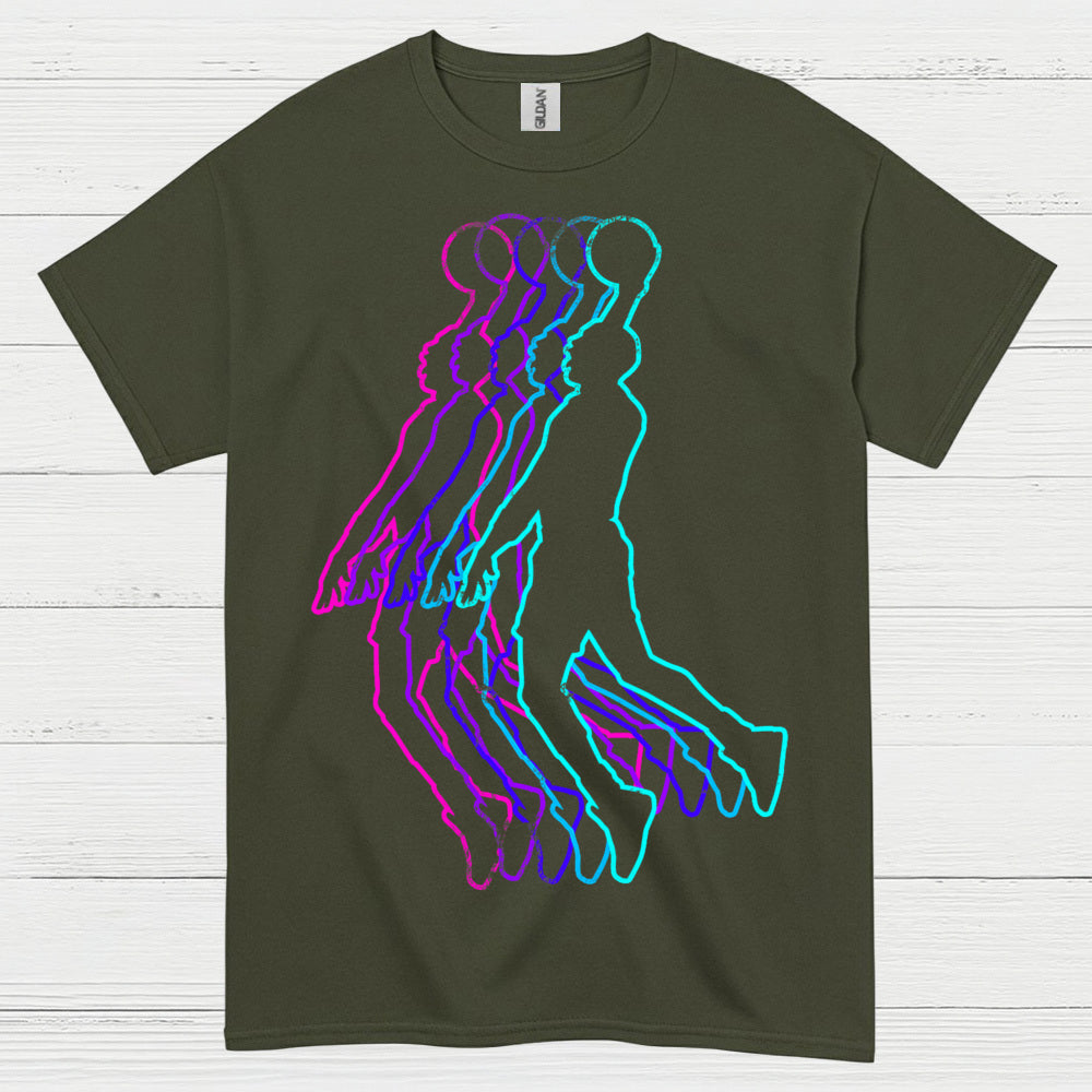 Retro Neon Basketball Player T Shirt