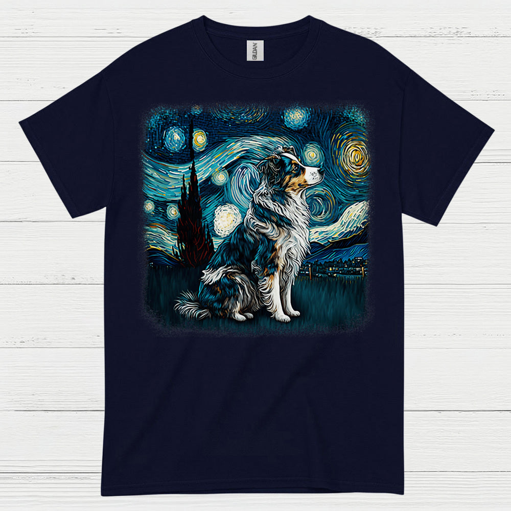Faithful Dog Starry Night Art T Shirt