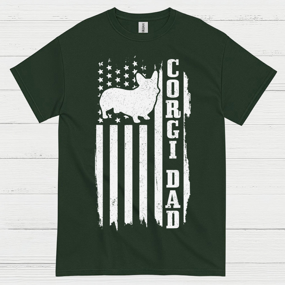 Corgi Dad American Flag T Shirt