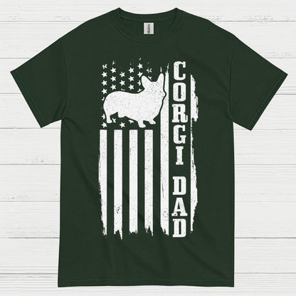 Corgi Dad American Flag T Shirt
