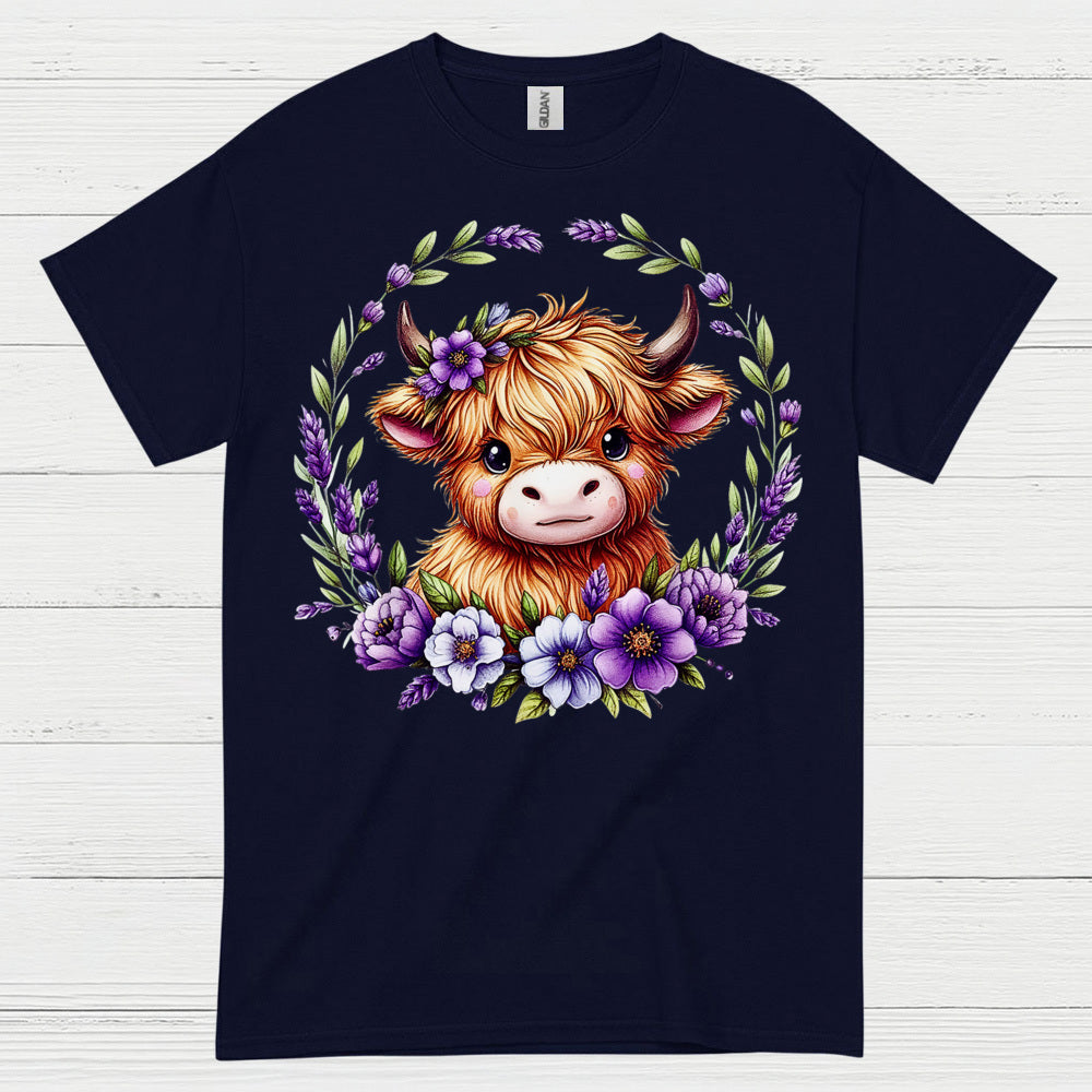 Floral Highland Cow T Shirt