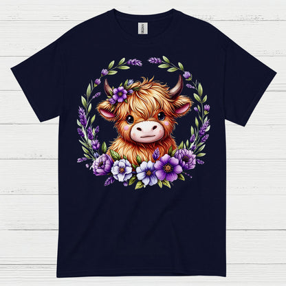 Floral Highland Cow T Shirt