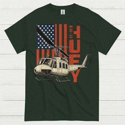 UH-1 Huey American Flag Military T Shirt