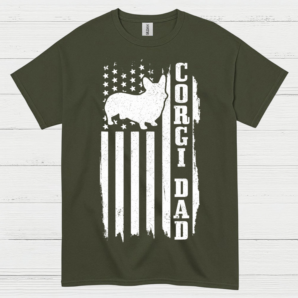 Corgi Dad American Flag T Shirt