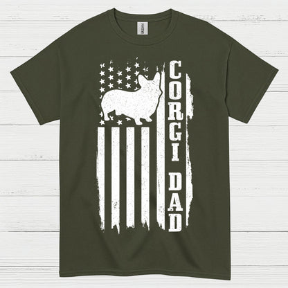 Corgi Dad American Flag T Shirt