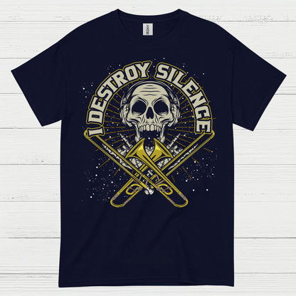 Destroy Silence Trombone Skull T Shirt