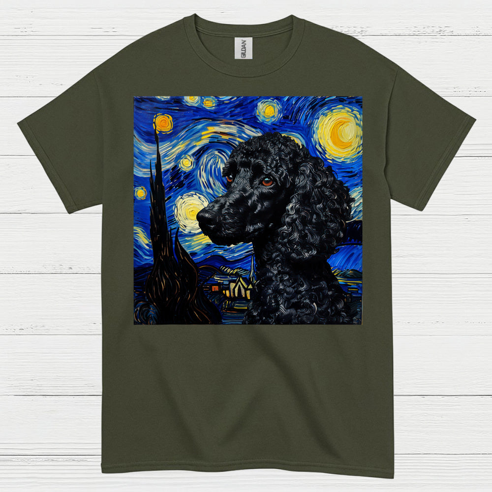 Elegant Poodle Starry Night Art T Shirt