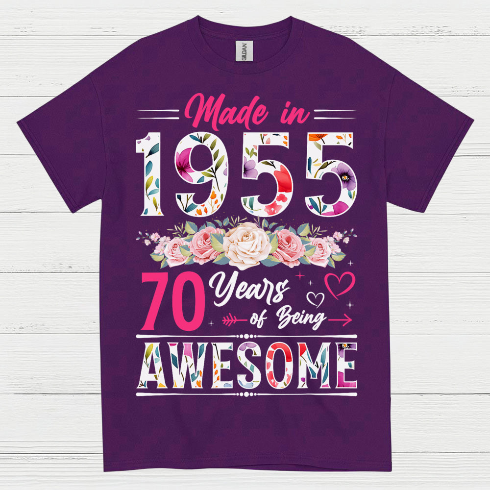 Made in 1955 70 Years Awesome T Shirt