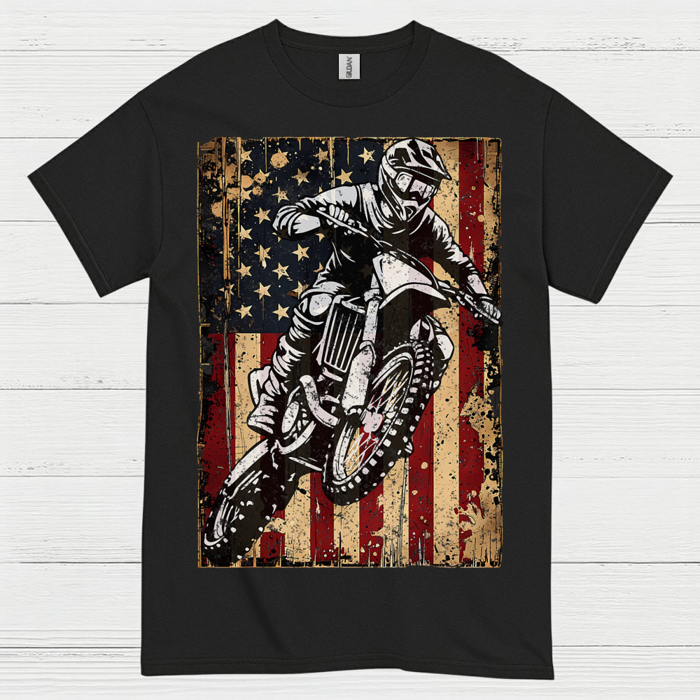 American Flag Motocross Rider Vintage T Shirt