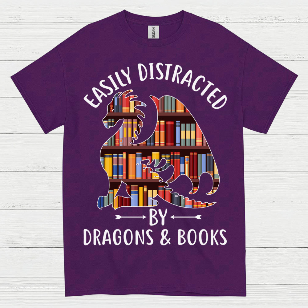 Easily Distracted By Dragons And Books T Shirt