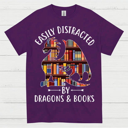 Easily Distracted By Dragons And Books T Shirt