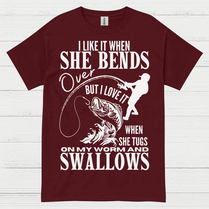 She Bends Fishing T Shirt
