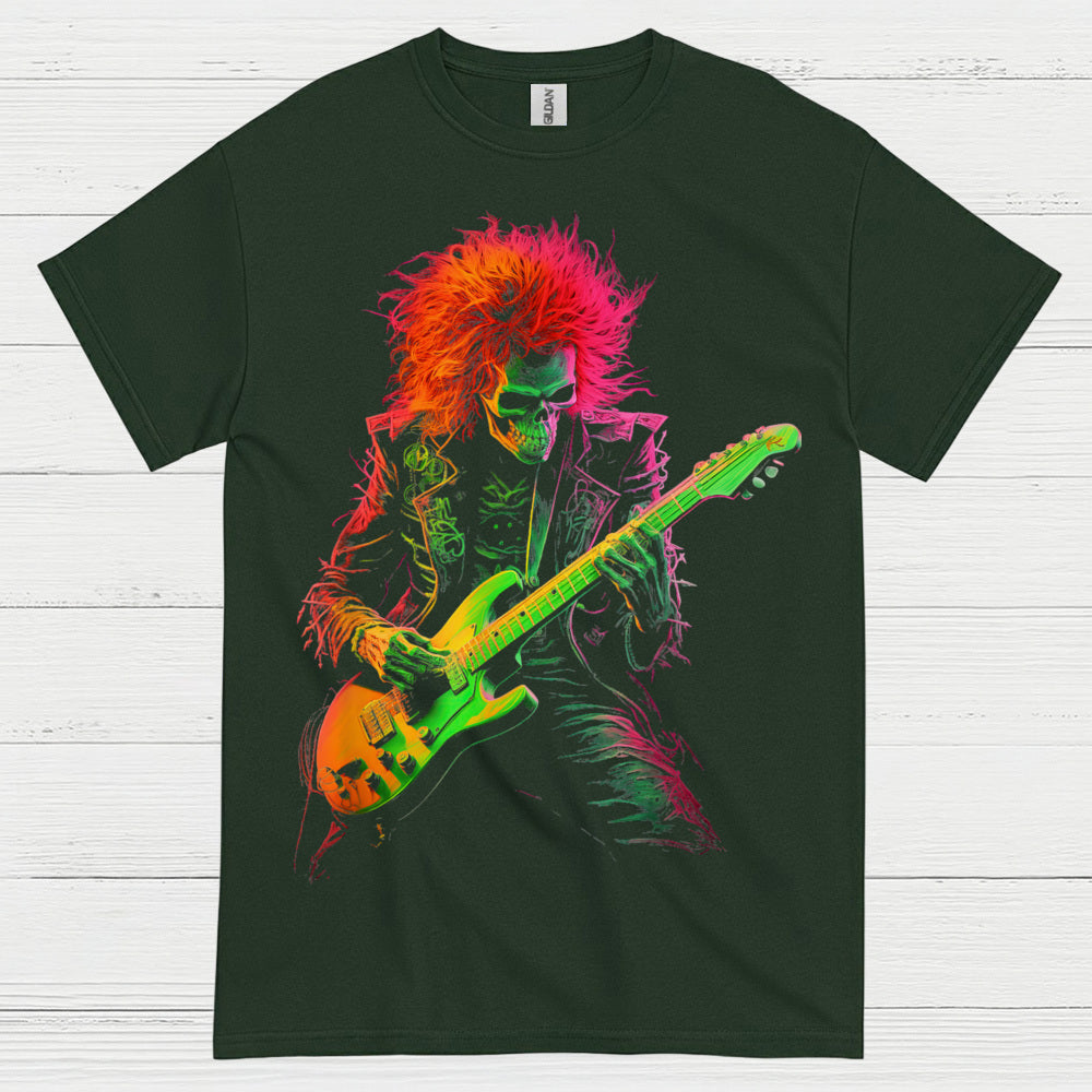 Neon Skeleton Guitarist Rock T Shirt