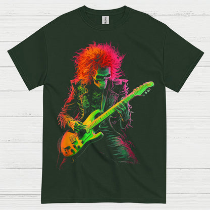Neon Skeleton Guitarist Rock T Shirt