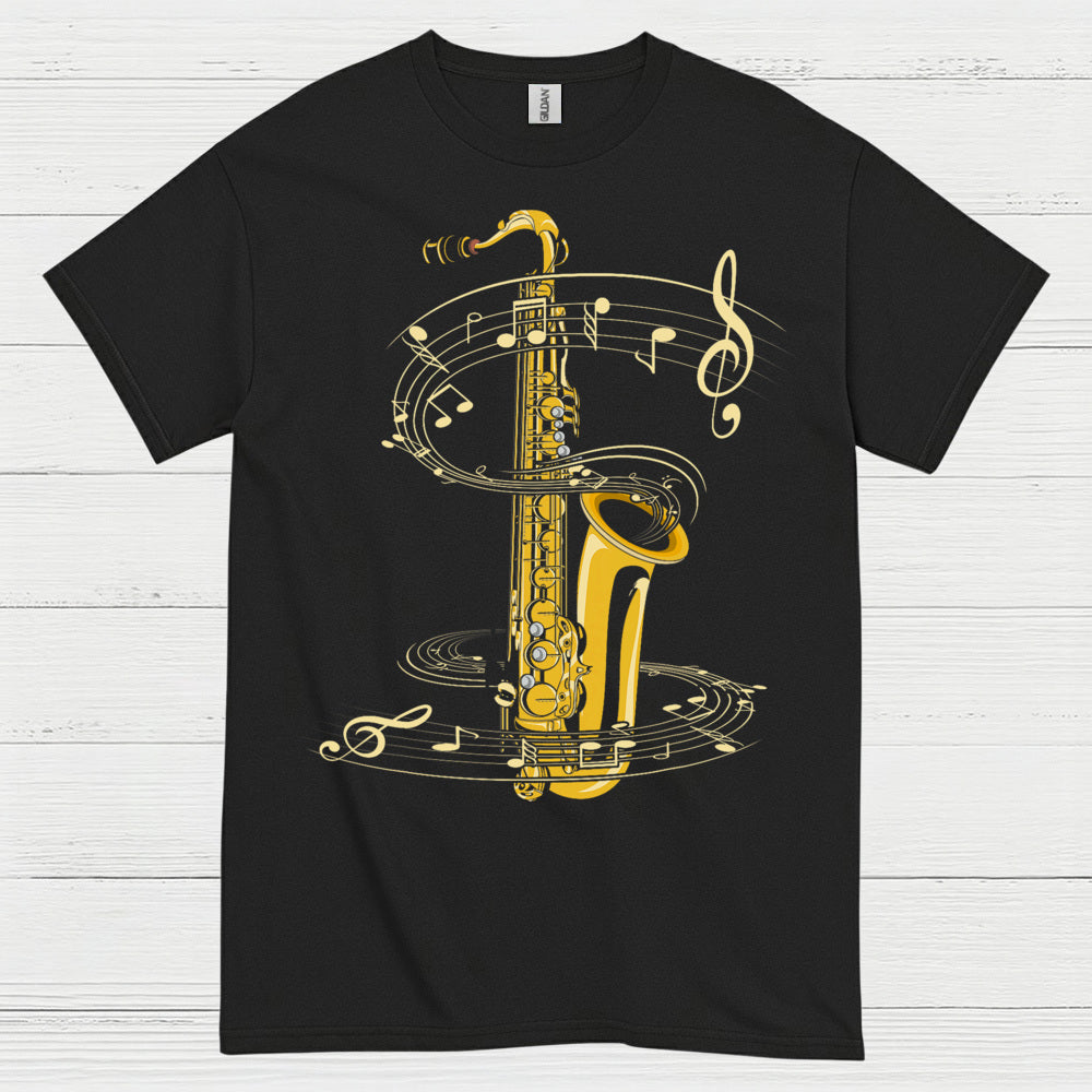 Golden Saxophone Music Art T Shirt