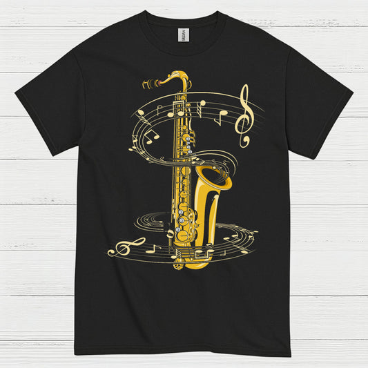 Golden Saxophone Music Art T Shirt