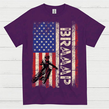 Just Braaap American Motocross Flag T Shirt