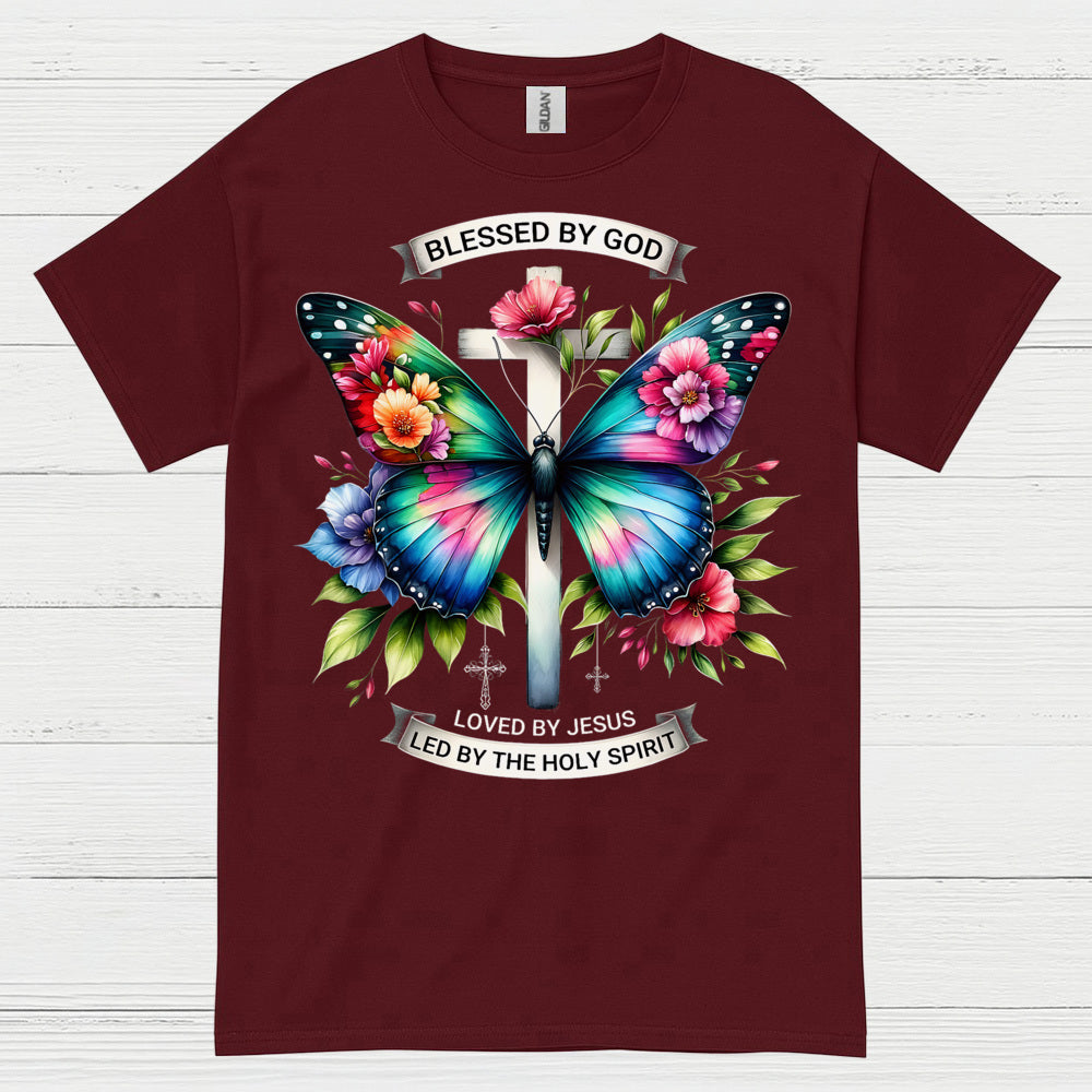 Blessed By God Butterfly Christian T Shirt