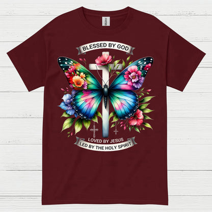 Blessed By God Butterfly Christian T Shirt