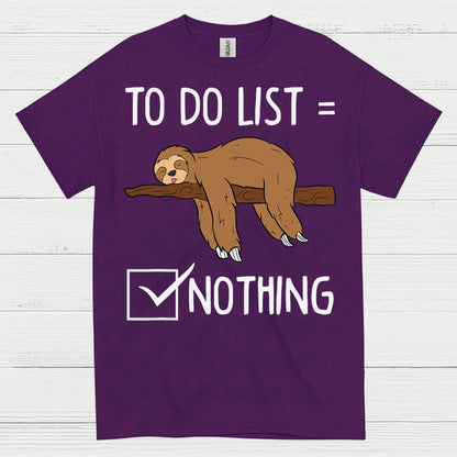 To Do List Nothing Sloth T Shirt