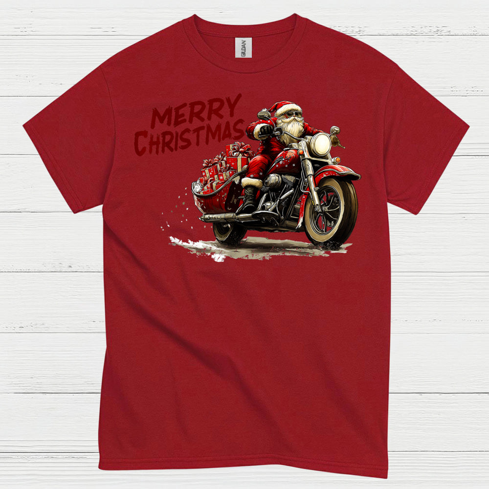 Merry Christmas Motorcycle Santa T Shirt