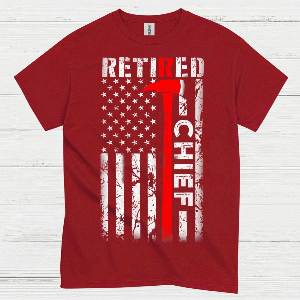 Retired Fire Chief Thin Red Line T Shirt