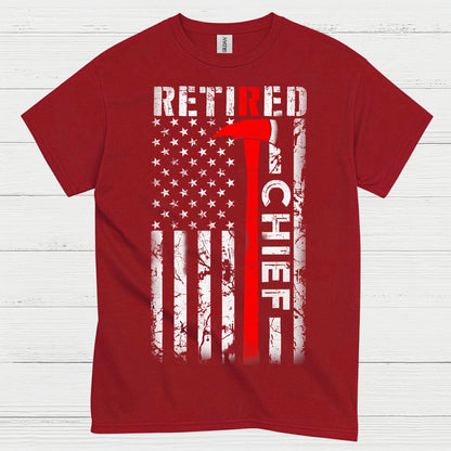 Retired Fire Chief Thin Red Line T Shirt