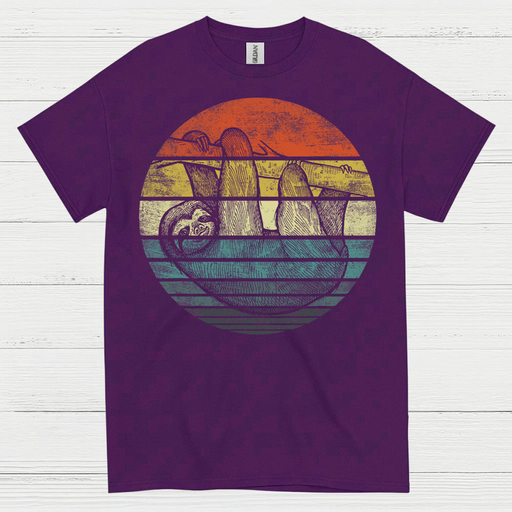 Vintage Sunset Sloth Graphic T Shirt