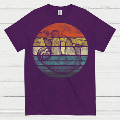 Vintage Sunset Sloth Graphic T Shirt