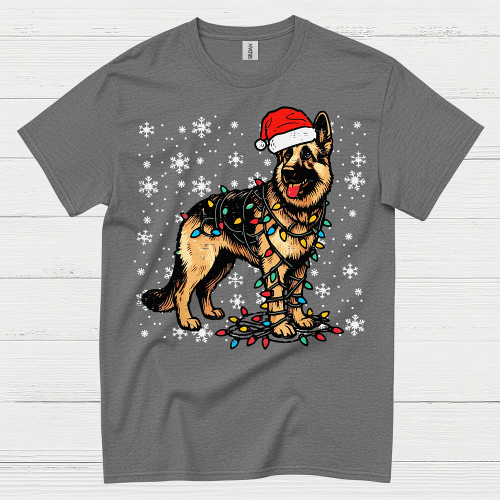 German Shepherd Christmas Lights T Shirt