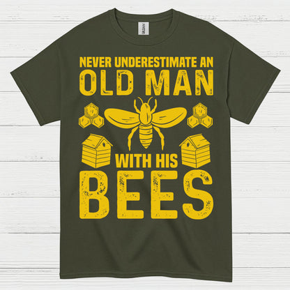 Never Underestimate An Old Man Bees T Shirt